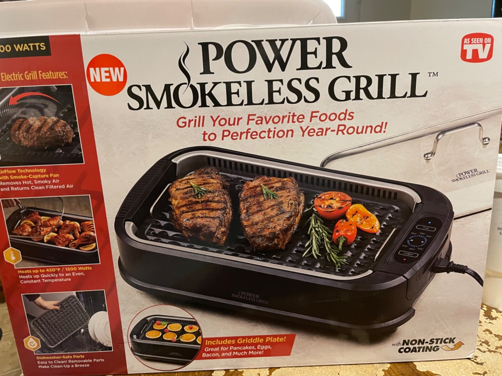 Power Smokeless Grill; used; black; cooking area: 13.5” x 8”; non-stick;