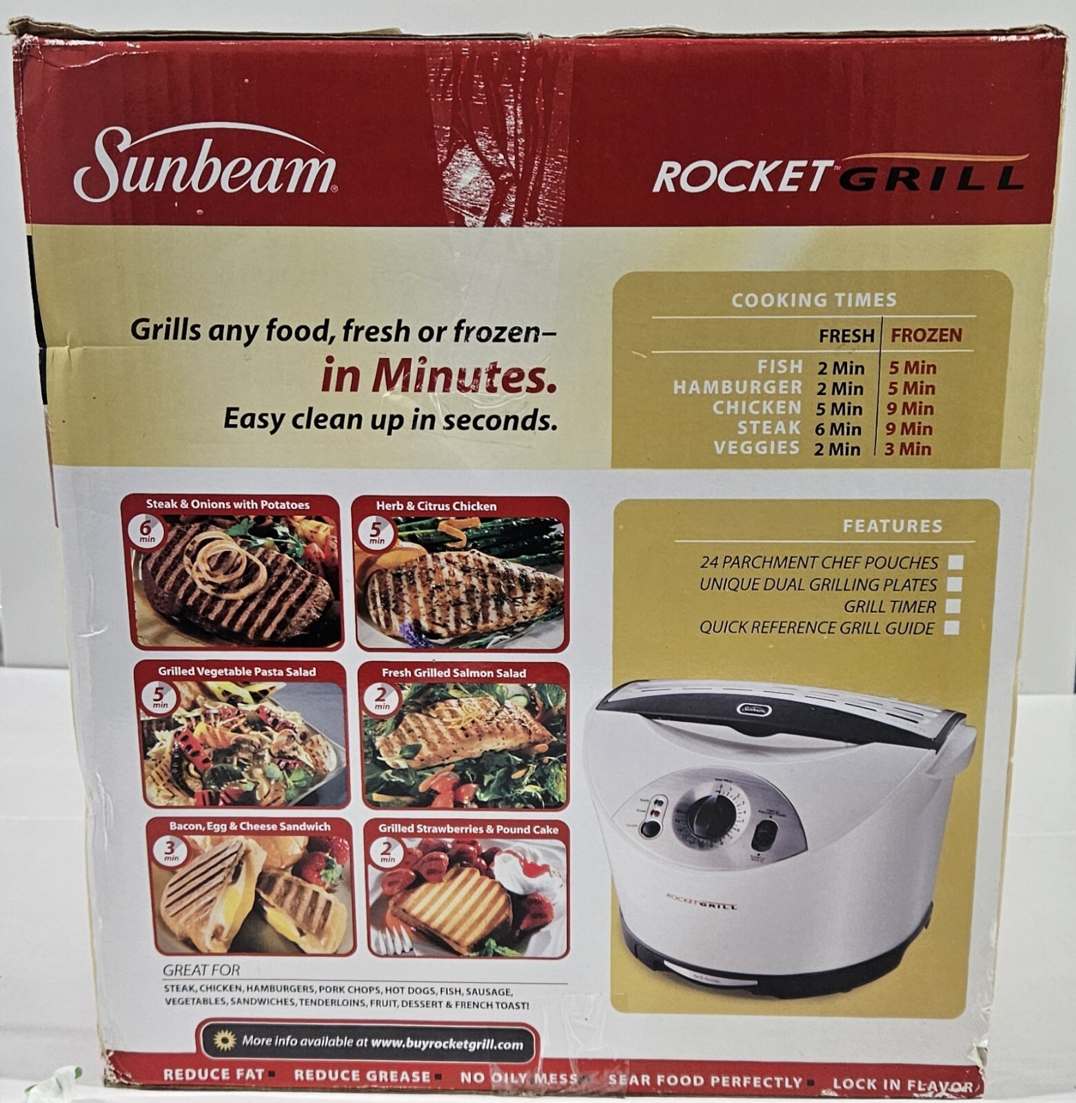 New Sunbeam Rocket Grill Open Box Indoor Grilling