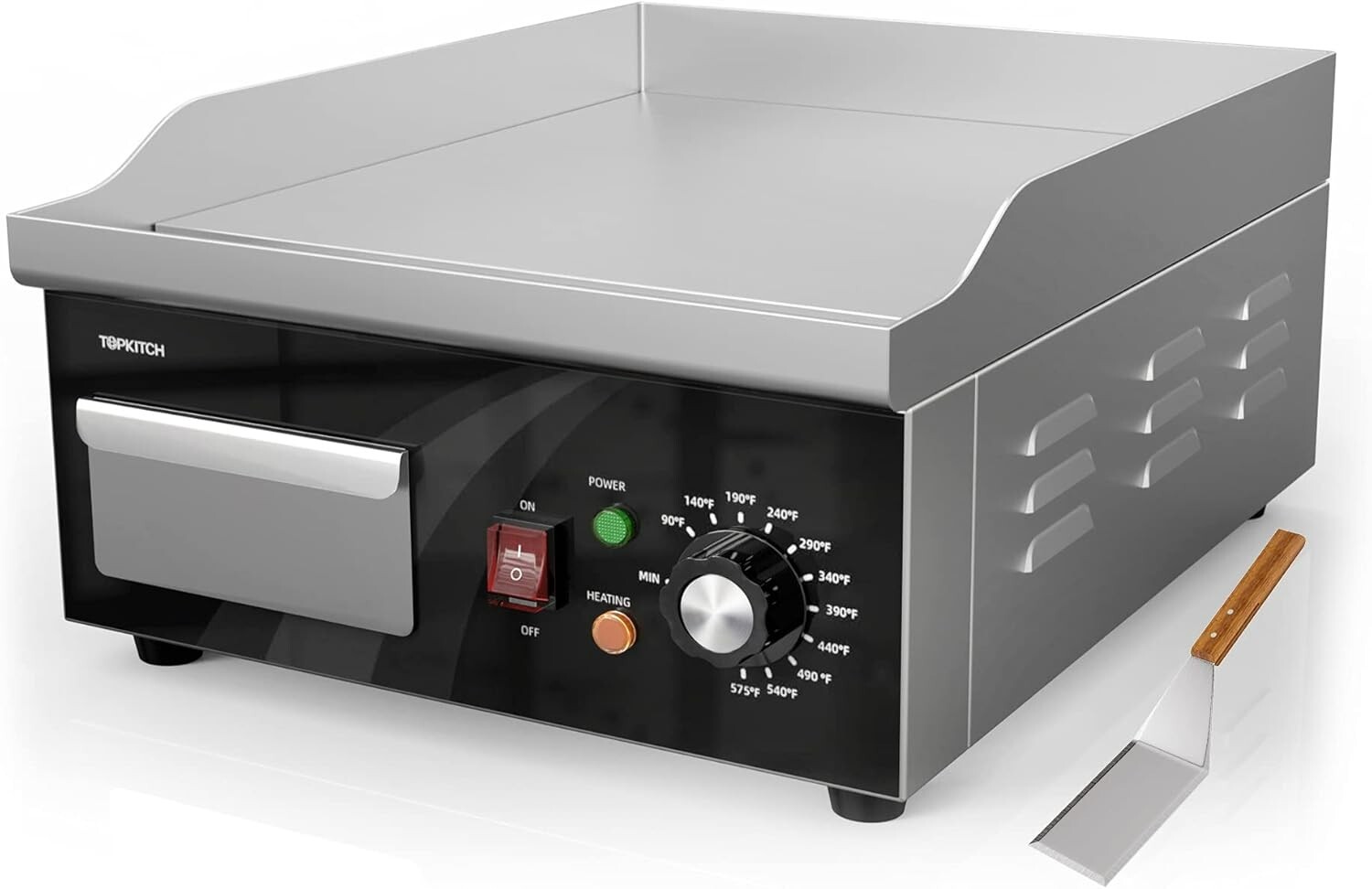 Compact 14 Inch Electric Griddle with Large Grease Tray – Easy to Maintain