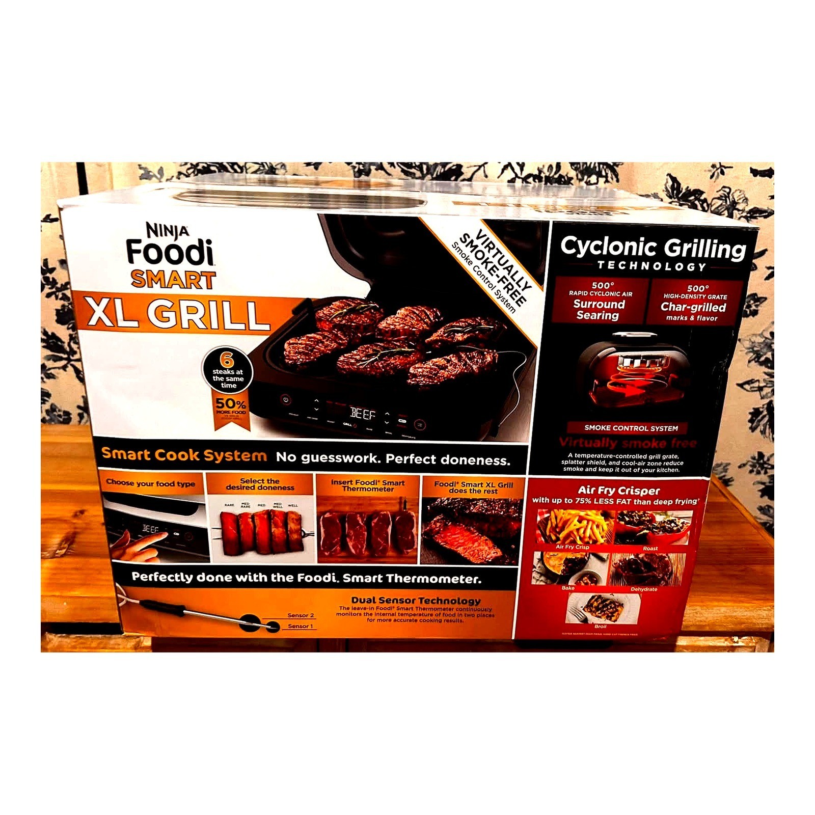 Ninja FG551 Smart XL Indoor Grill 6-in-1 Thermometer – NEW SEALEDk