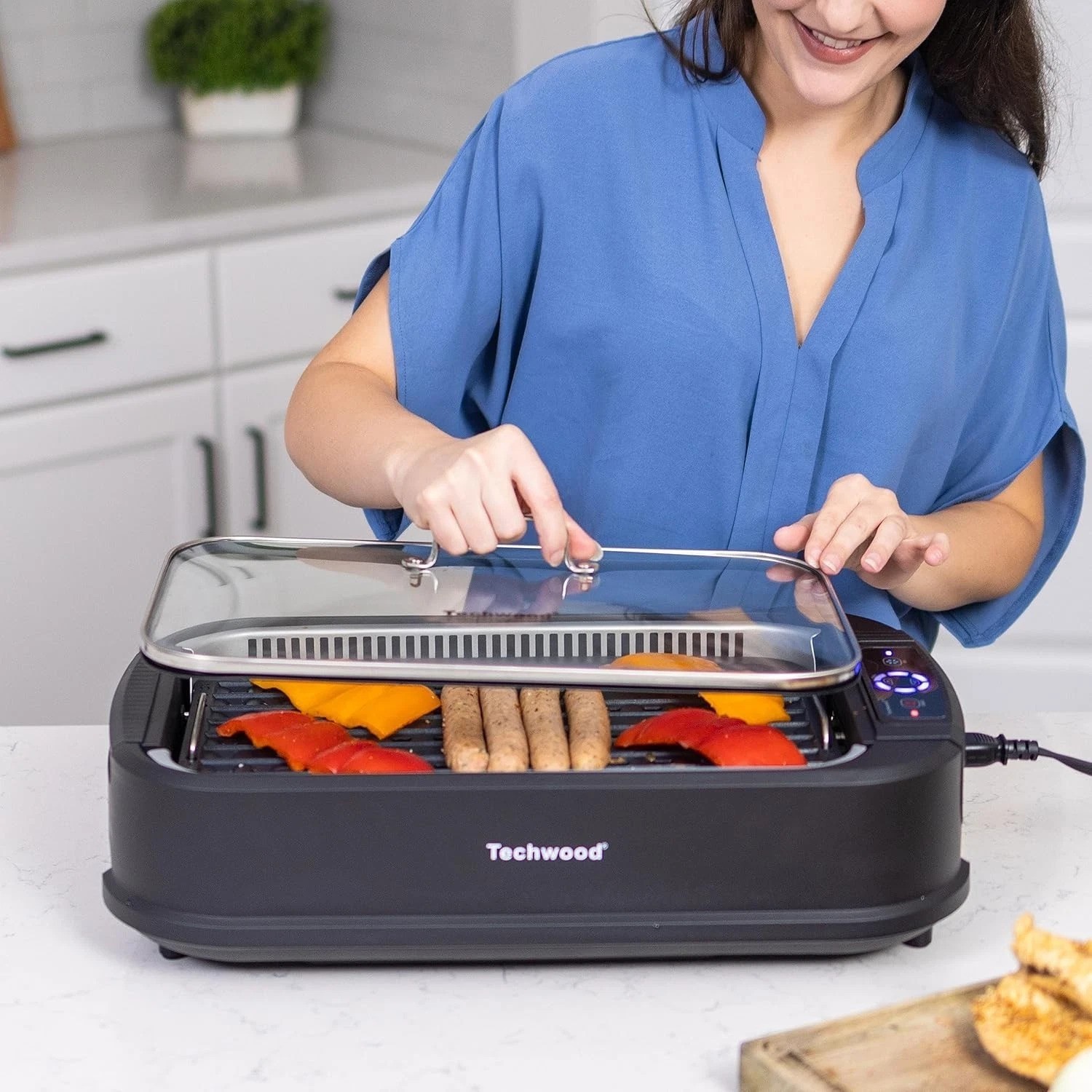 Indoor Smokeless Grill, 1500W Electric Indoor Grill with Tempered Glass Lid, …