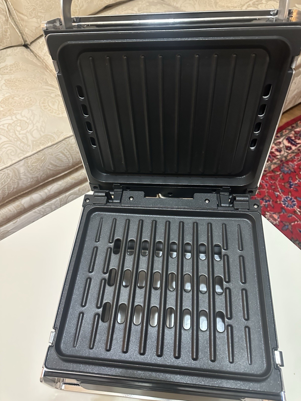 George Foreman Electric Contact Grill Stainless Steel Temp Control Timer