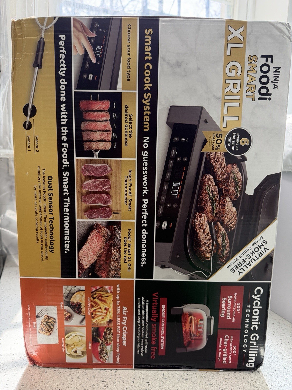 Ninja® Foodi® Smart XL 6-in-1 Indoor Grill & Air Fryer with Built in Thermometer