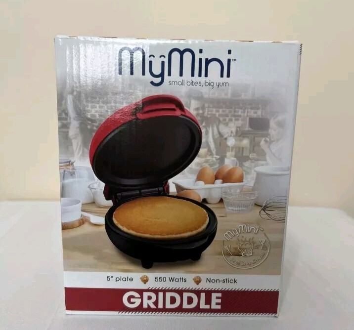 MyMini Personal Electric 5″ Griddle Plate 550 Watts Non-Stick #NIB Red In Color