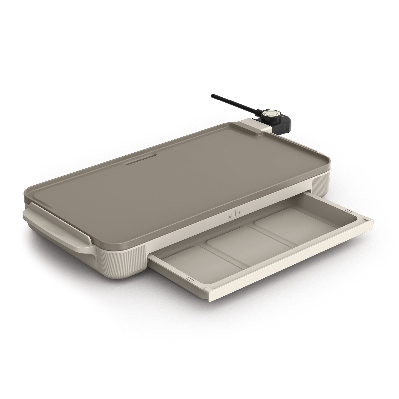Bella 10″ x 18″ Nonstick Ceramic Griddle with Warming Tray, Oatmilk