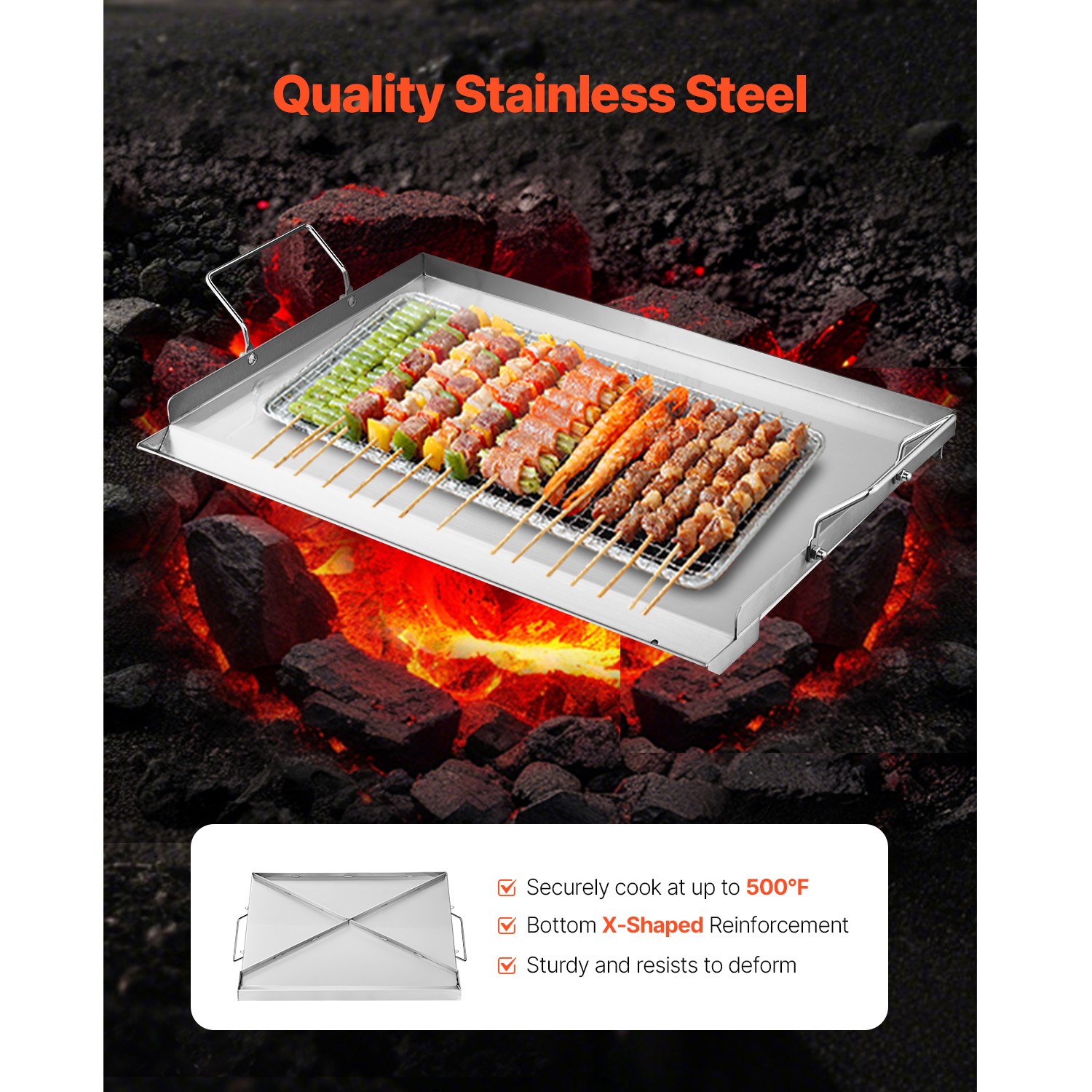 Uimoso 23×16 in Stainless Steel Flat Griddle Pan for BBQ and Cooking