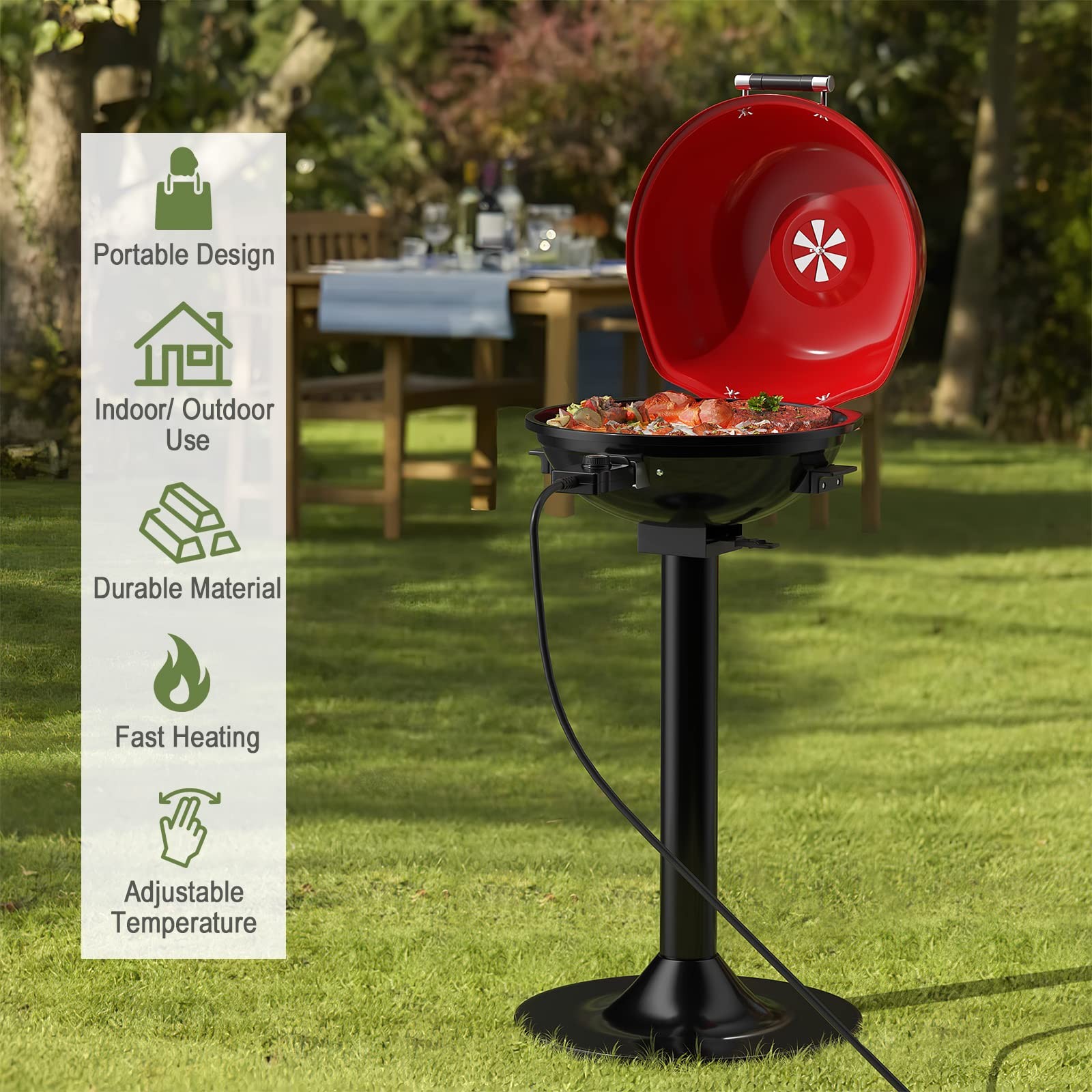 Giantex Electric Grill, 1600W Portable Barbecue Grill with Removable Non-Stick G
