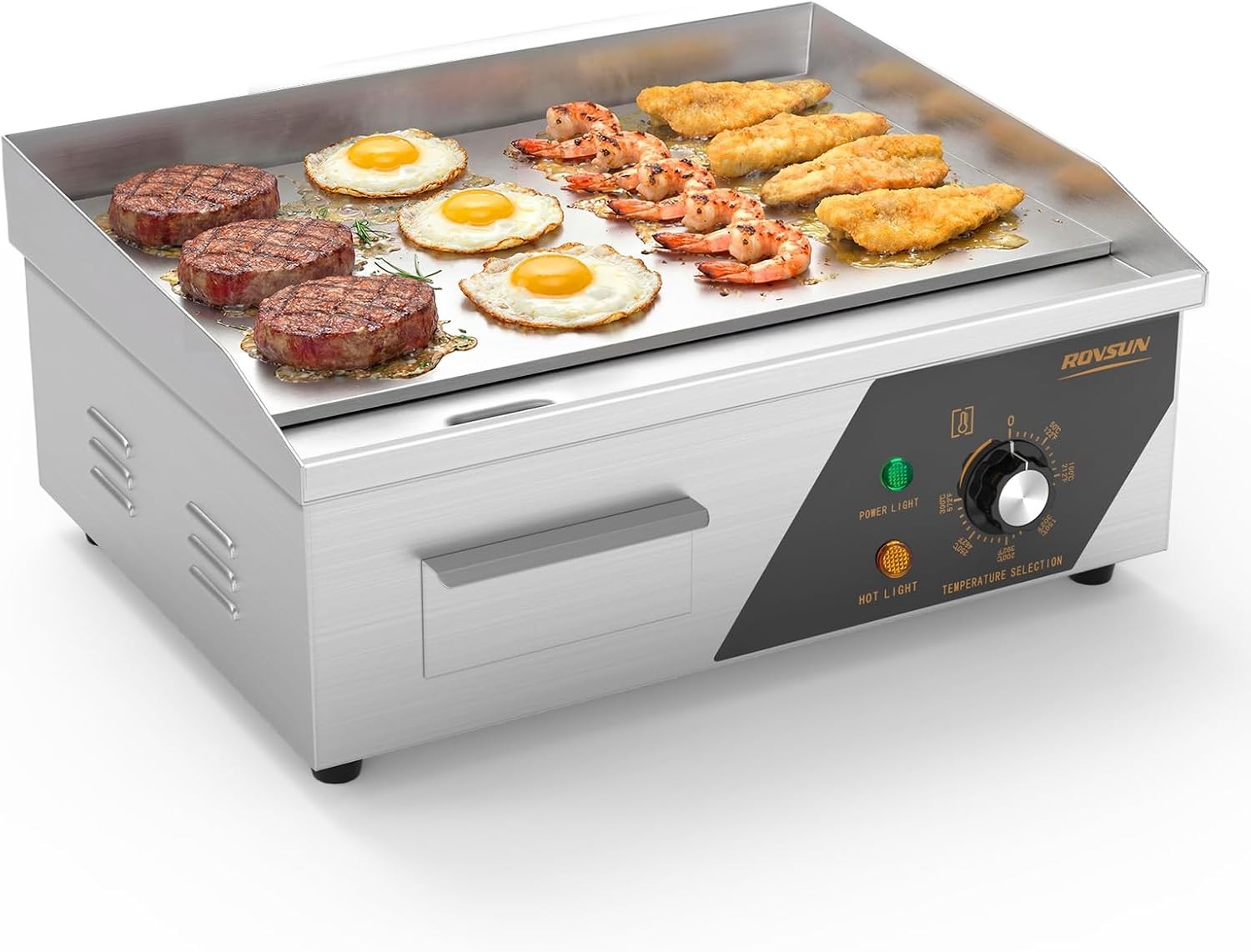18″ Electric Countertop Flat Top Griddle 1500W Electric Griddle Teppanyaki