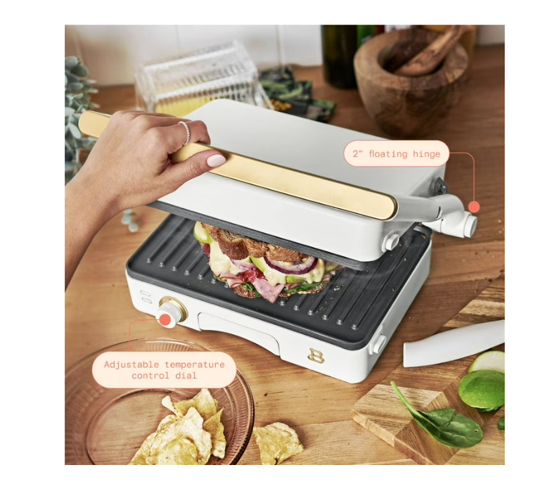 Beautiful 2-in-1 Panini Press & Grill, White Icing by Drew Barrymore