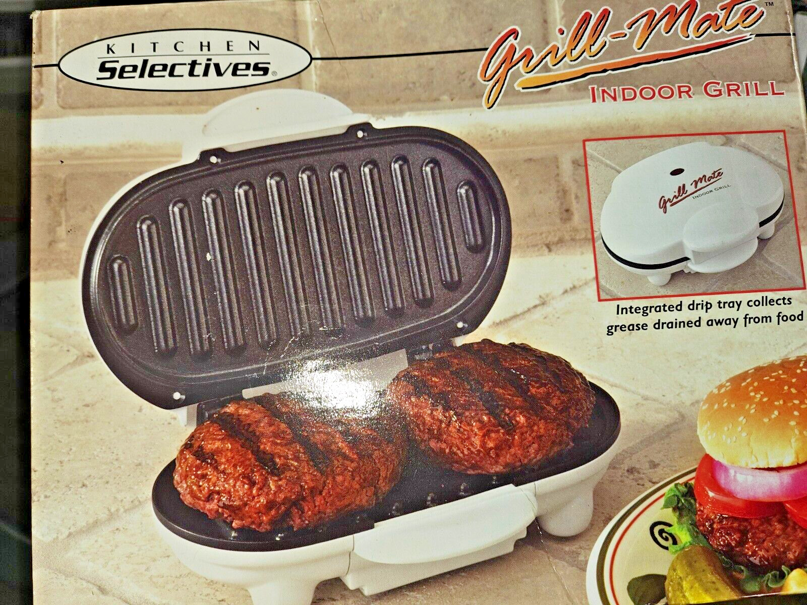 Kitchen Selectives Grill-Mate Non-Stick Indoor Grill Working w/Box Ships Fast!
