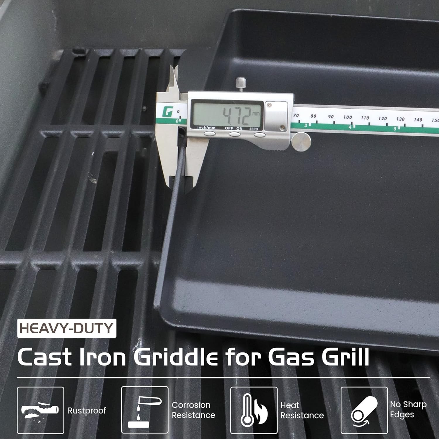 Cast Iron Griddle for Gas Grill, Flat Gas Grill Insert Griddle for Weber