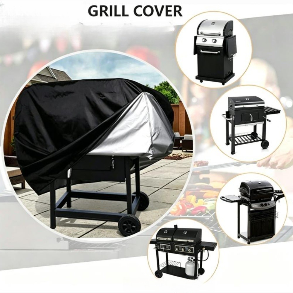 BBQ Grill Cover 210D Oxford Fabric Dust Wind Rain Protection 76 66 100cm Black