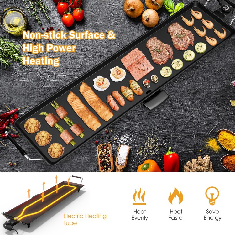 35-Inch Electric Griddle 2000W, Large 35×9 Nonstick Surface, 5 Temp Settings