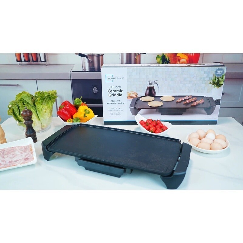 Electric Griddle Non-Stick Temperature Control 1500W Dishwasher Safe Cooking New