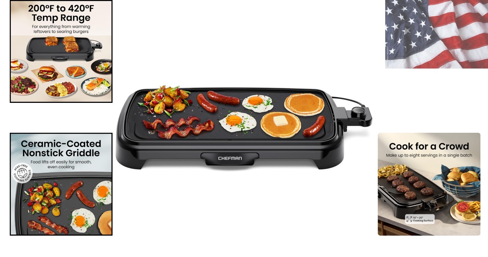 XL Electric Griddle with Removable Temperature Control, Immersible Flat Top G…