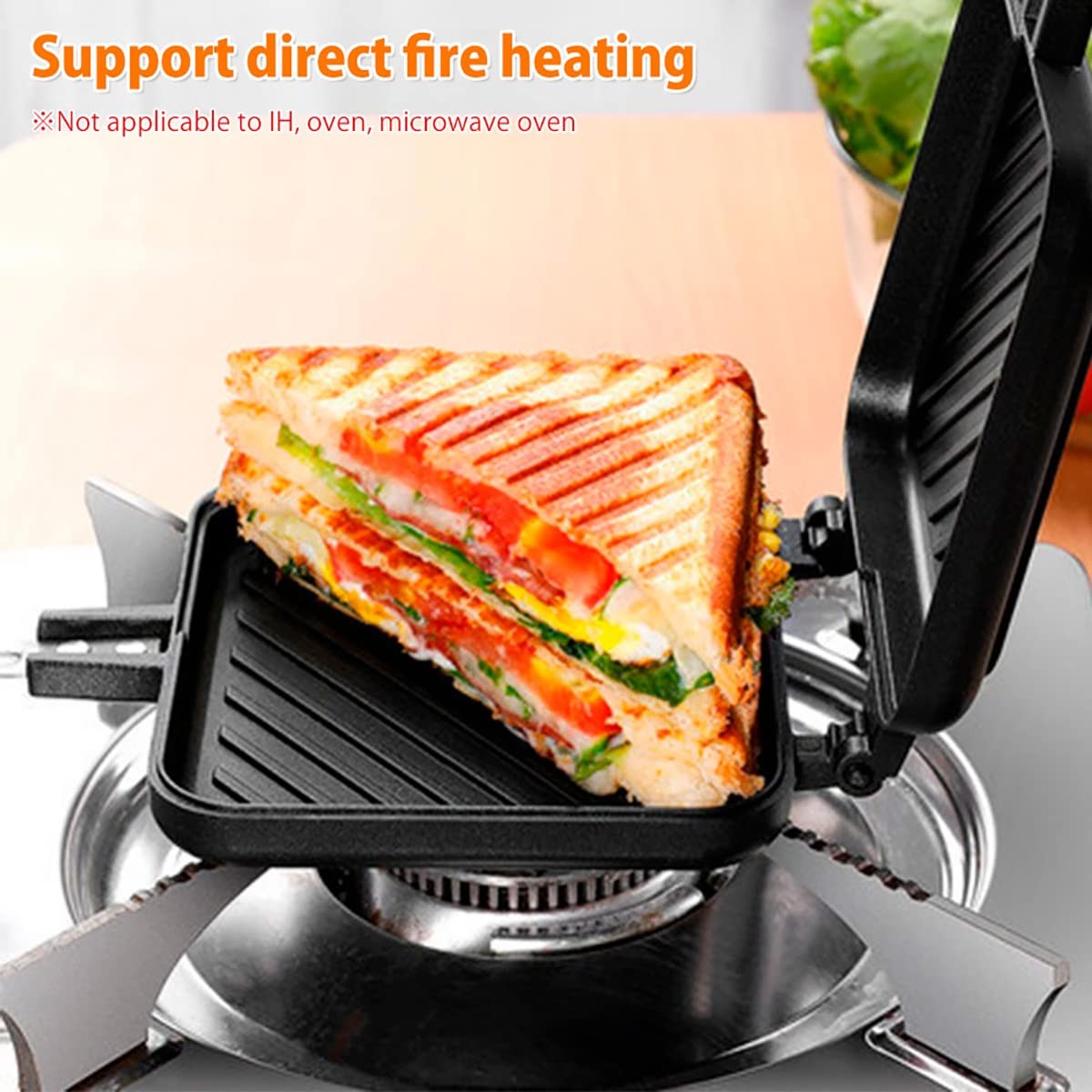 Stovetop Sandwich Toaster Maker Non-Stick Panini Press Camping Grill Pan