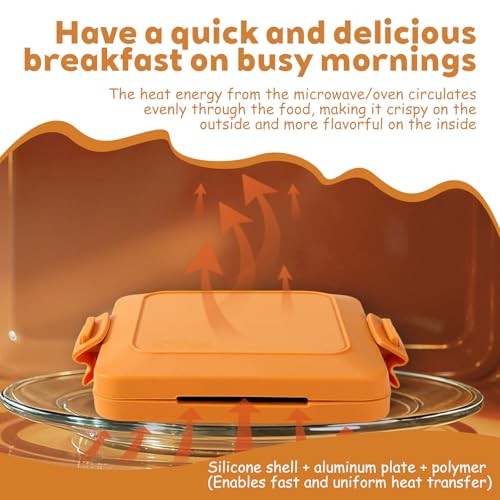 Microwave Toastie Sandwich Maker, Nonstick Plate Panini Maker, Heart Orange