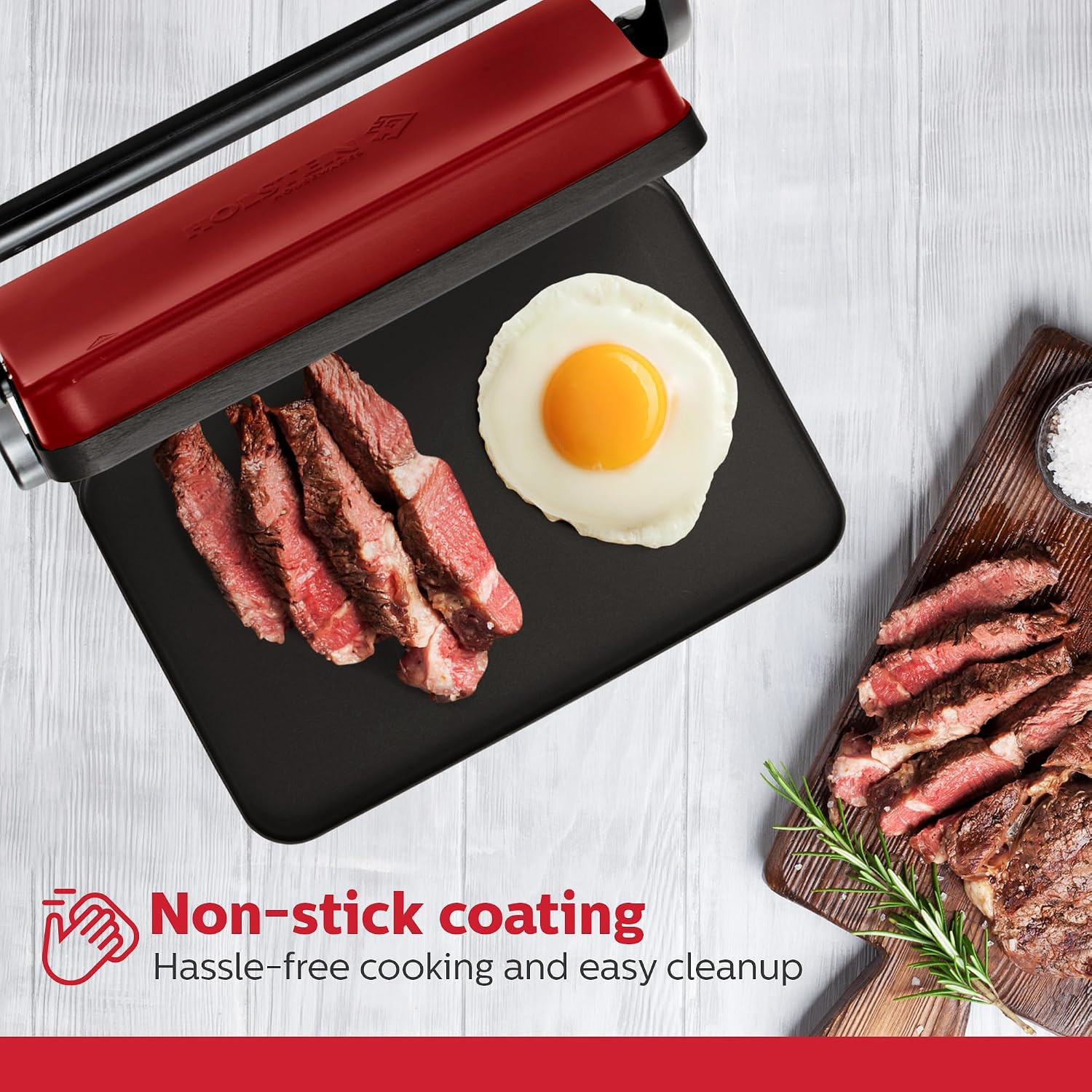Holstein Housewares 2-Slice Electric Griddle, Non-Stick Sandwich Maker with Adju
