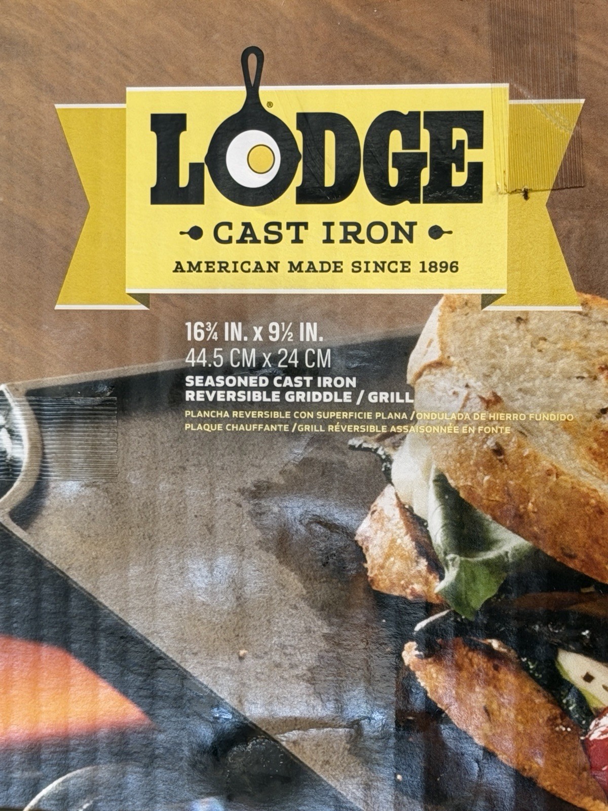 Lodge Reversible Cast Iron Grill/Griddle 6.75” x 9.5” Pre-Seasoned Cooking NEW
