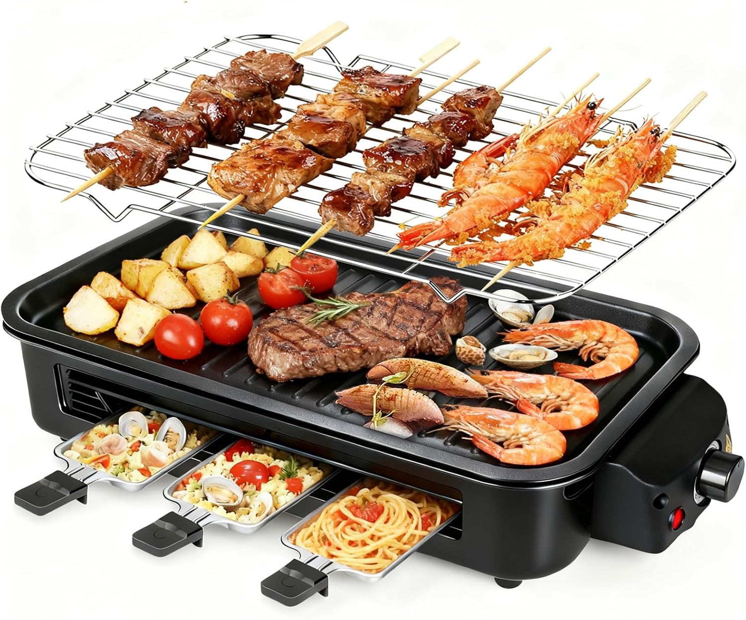 Electric Indoor Grill 1700W – 2 in 1 Smokeless Indoor Grill Pan for Kitchen