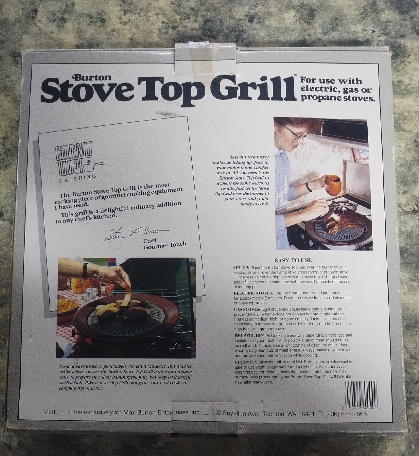 BURTON STOVE TOP GRILL Vintage 10″ SilverStone Nonstick Indoor Gas Electric NOB