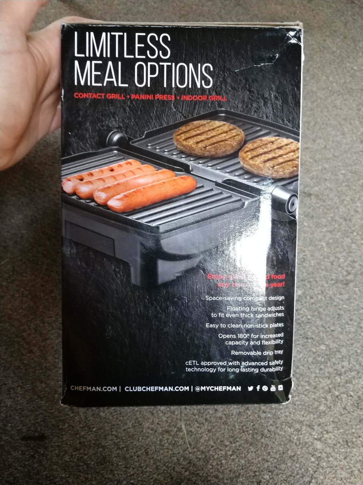 Chefman Multifunctional 180° Grill + Panini Press