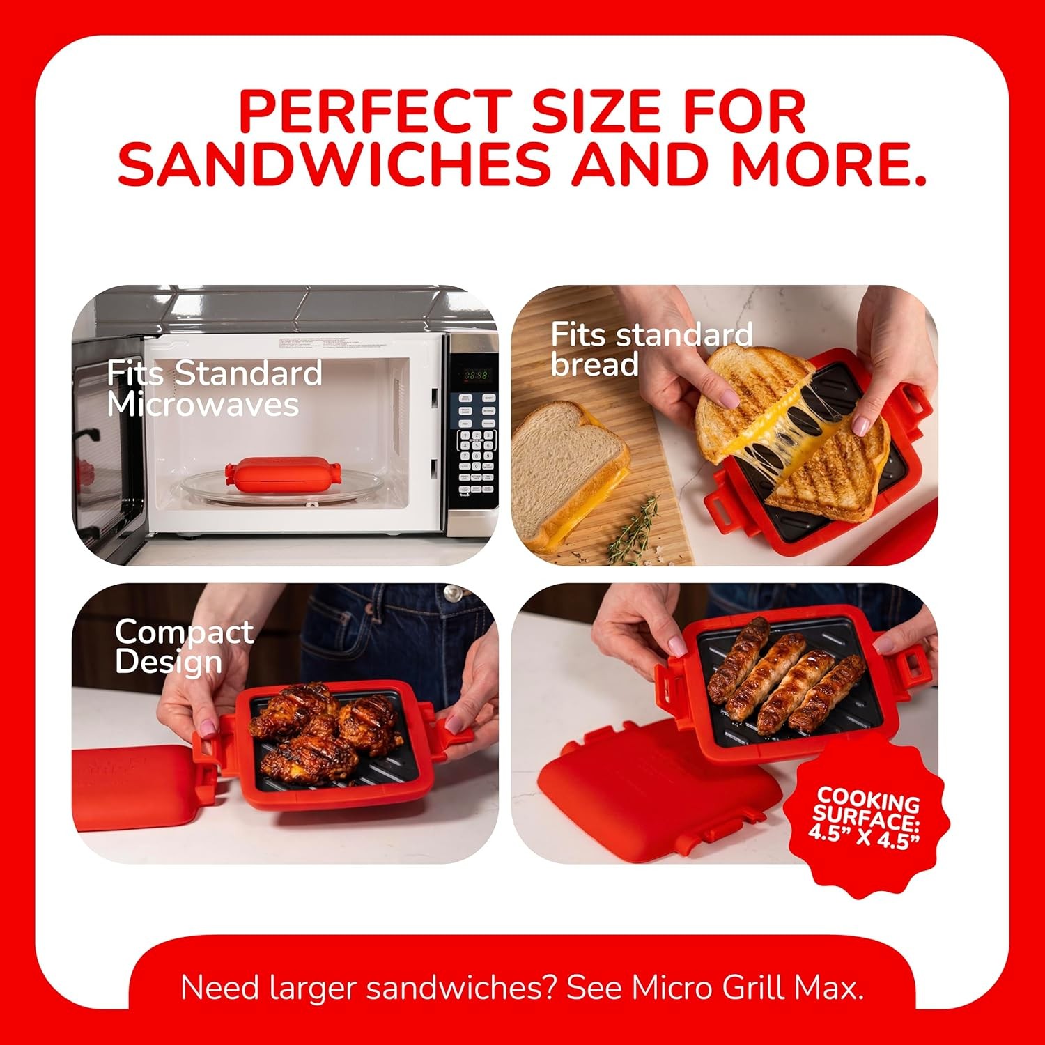 Microwave Sandwich Maker Grill Toaster Grilled Cheese Maker 3 Minute Grill