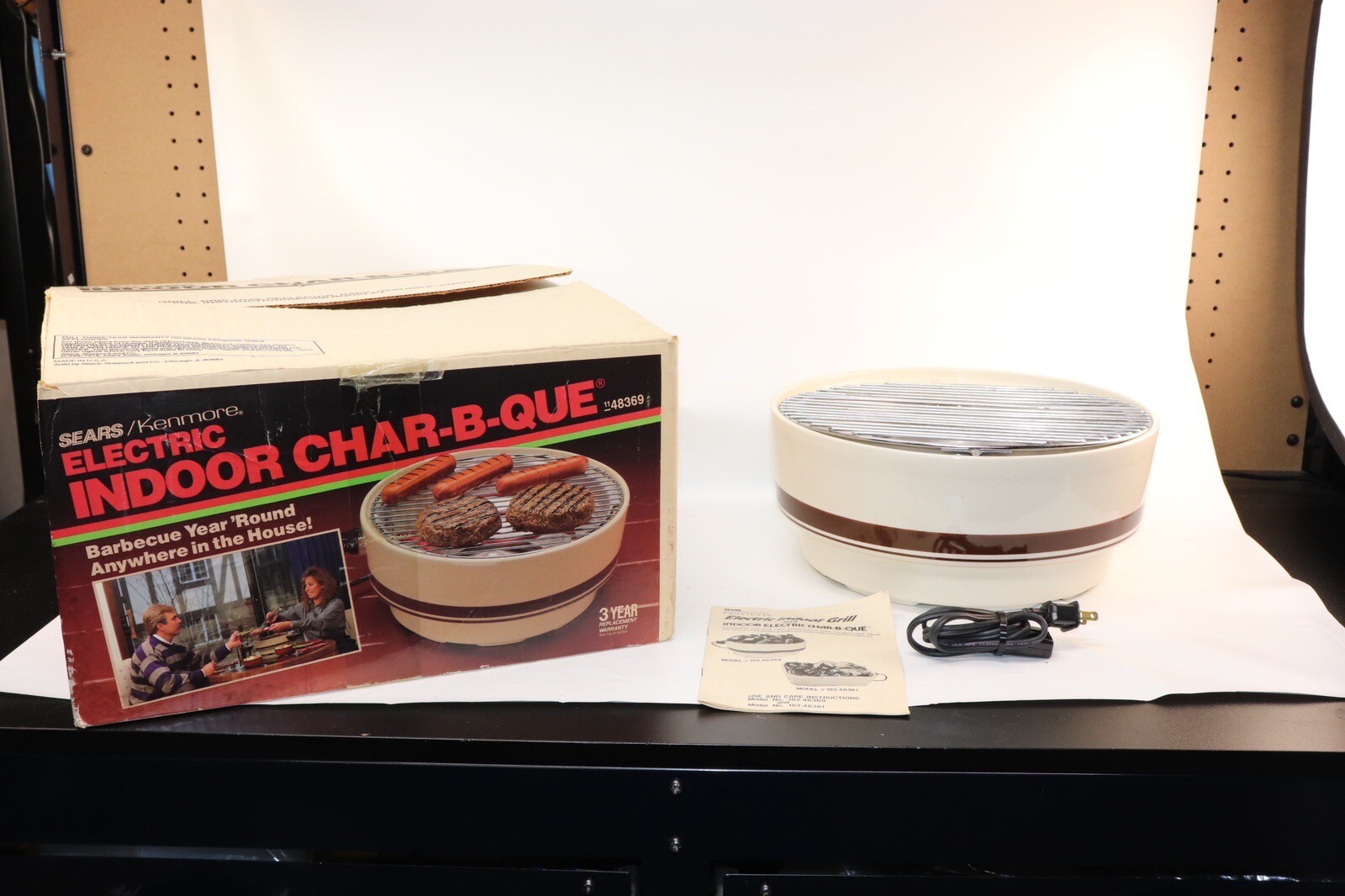 Vintage Sears Kenmore 48369 CHAR-B-QUE Indoor Electric BBQ Grill Camping