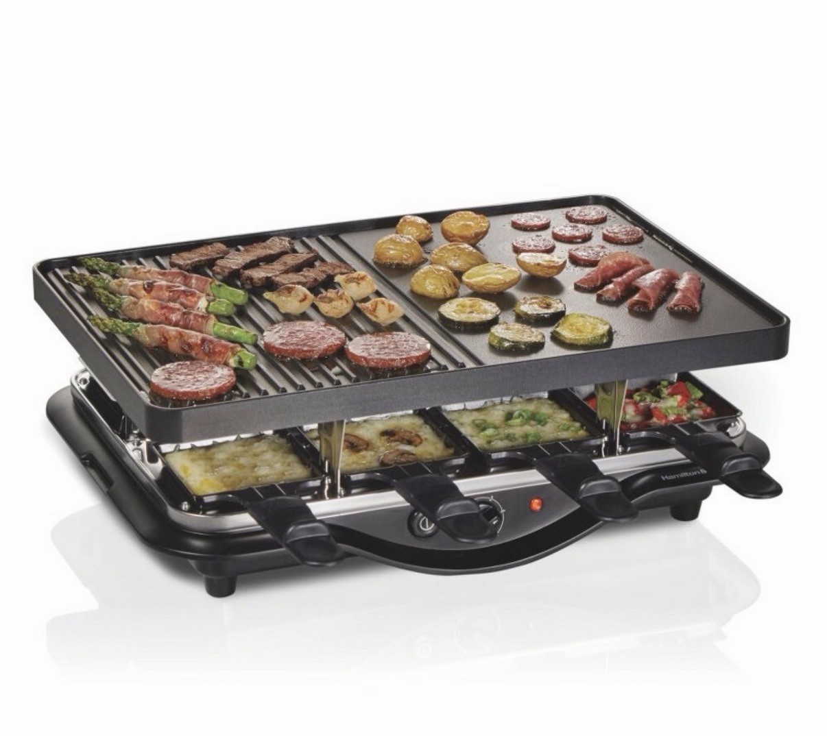 Hamilton Beach Raclette Party Grill Electric 1200W Nonstick Grill/Griddle EUC