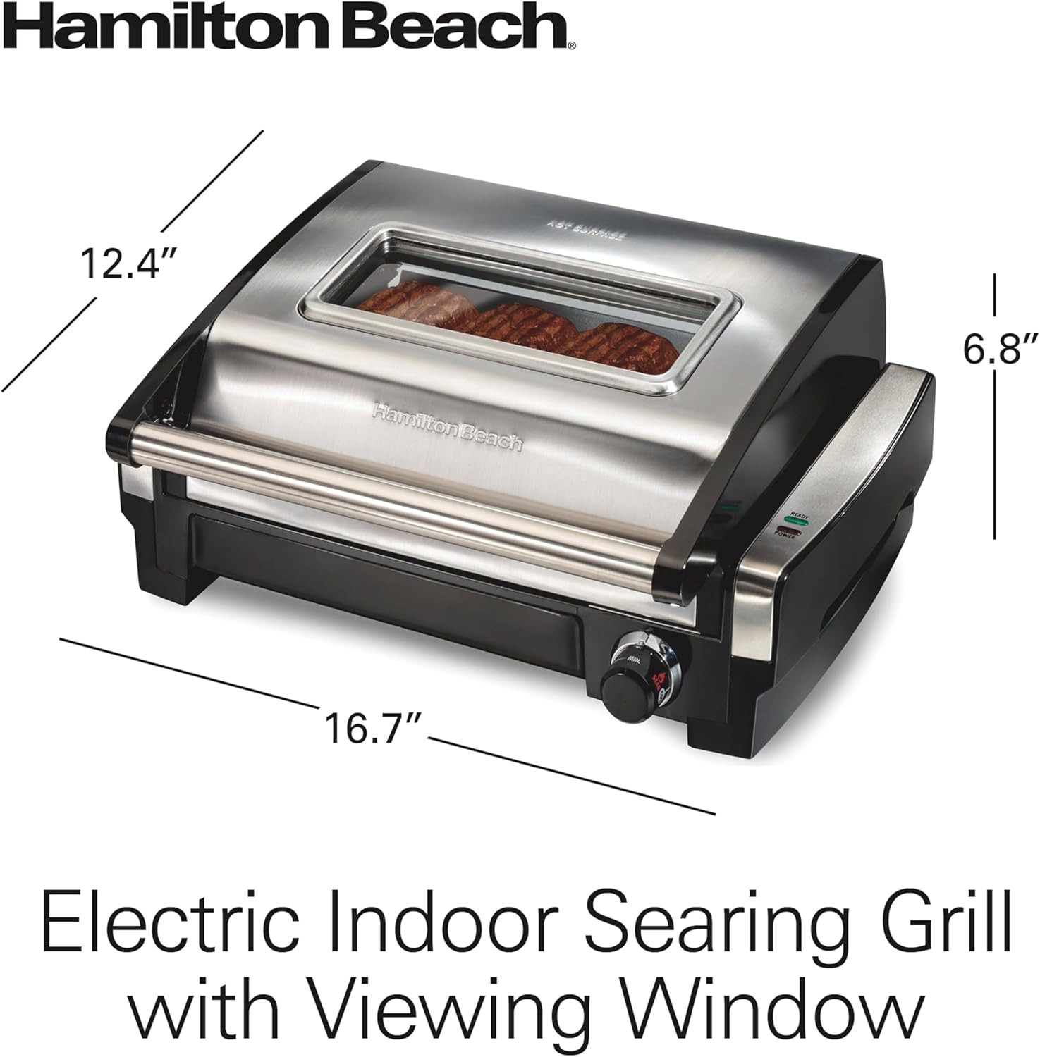 Electric Indoor Searing Grill W/ Viewing Window & Adjustable Temperature Control