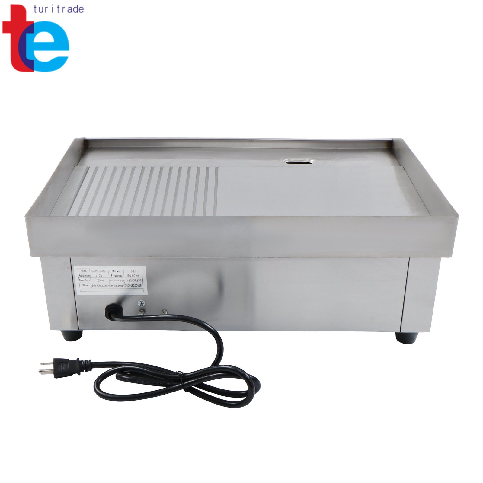 Commercial Electric Griddle, 1600W Countertop Half-Flat Top Grill, 22in