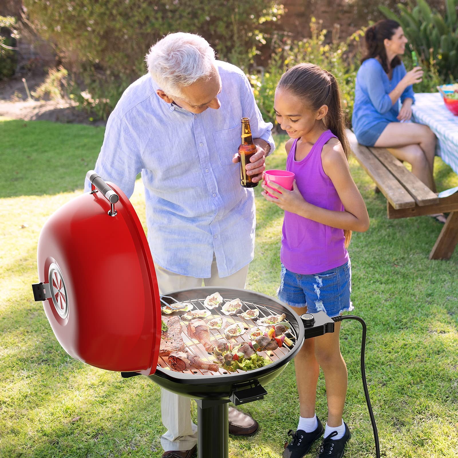 Giantex Electric Grill, 1600W Portable Barbecue Grill with Removable Non-Stick G