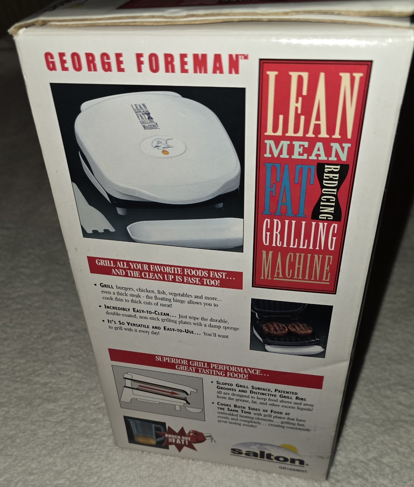 NEW In Box George Foreman Lean Mean Fat Reducing Grilling Machine GR10AWHT White