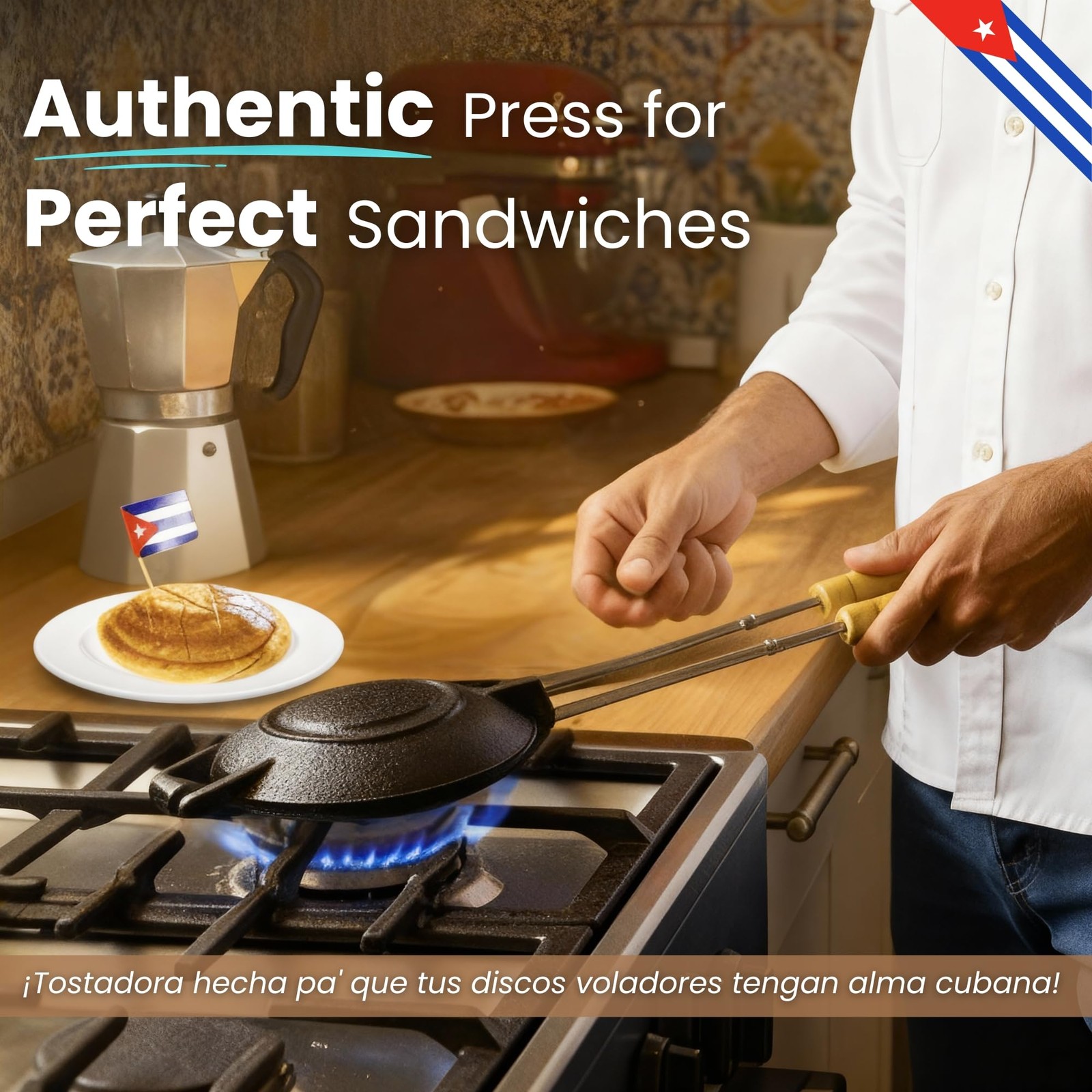 Disquera de Pan Cubano Redondo (1 Unit) – Cast Iron Cuban Sandwich Press for …
