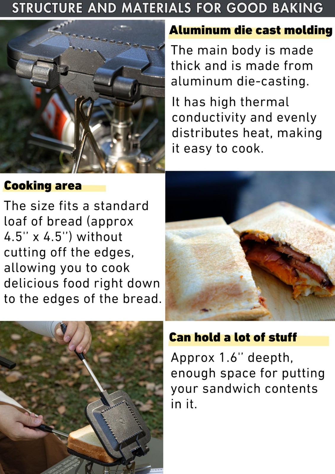 Sandwich Maker Hot Sand Single Burner Gas Fire Open Fire Compact Aluminum TT-…