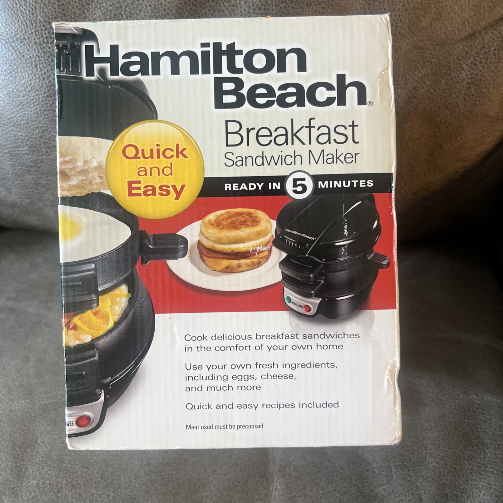 Hamilton Beach Quick & Easy Breakfast Sandwich Maker Black #25477 NEW