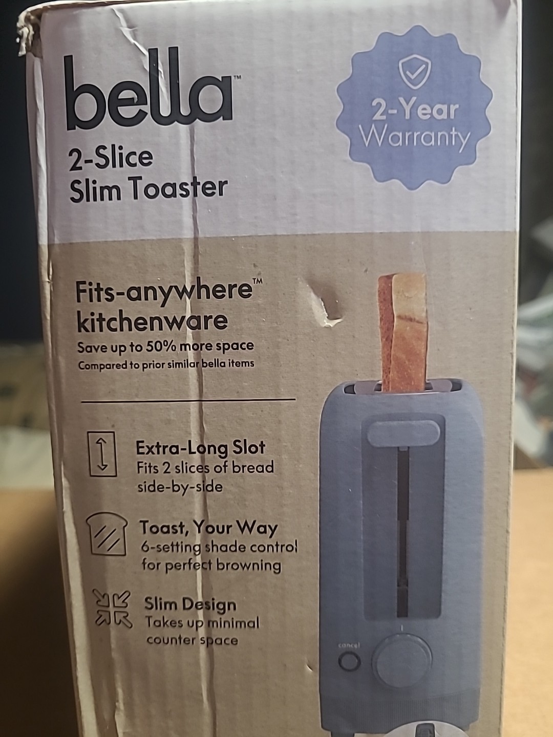 bella 2 Slice Slim Toaster, Fits-anywhere™ Kitchenware, 6 2 Slice, Surf