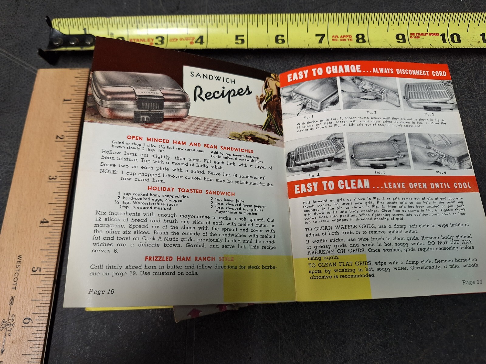 1948 Universal Cook-O-Matic Waffle Grill Recipes Cookbook Vintage