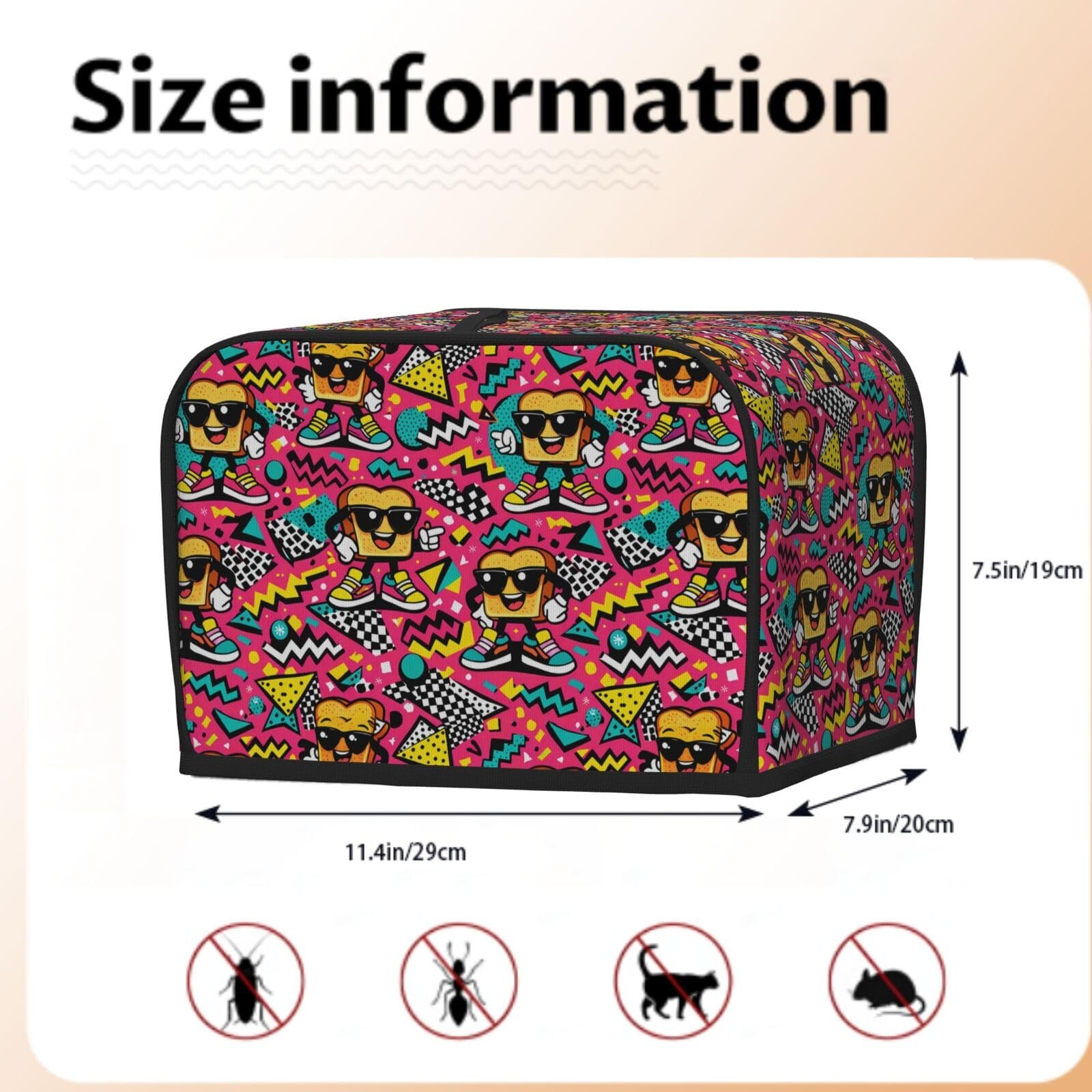 NeuKim 2 Slice Toaster Cover Retro 2 Slice, 90s Pop Art Toast Pattern