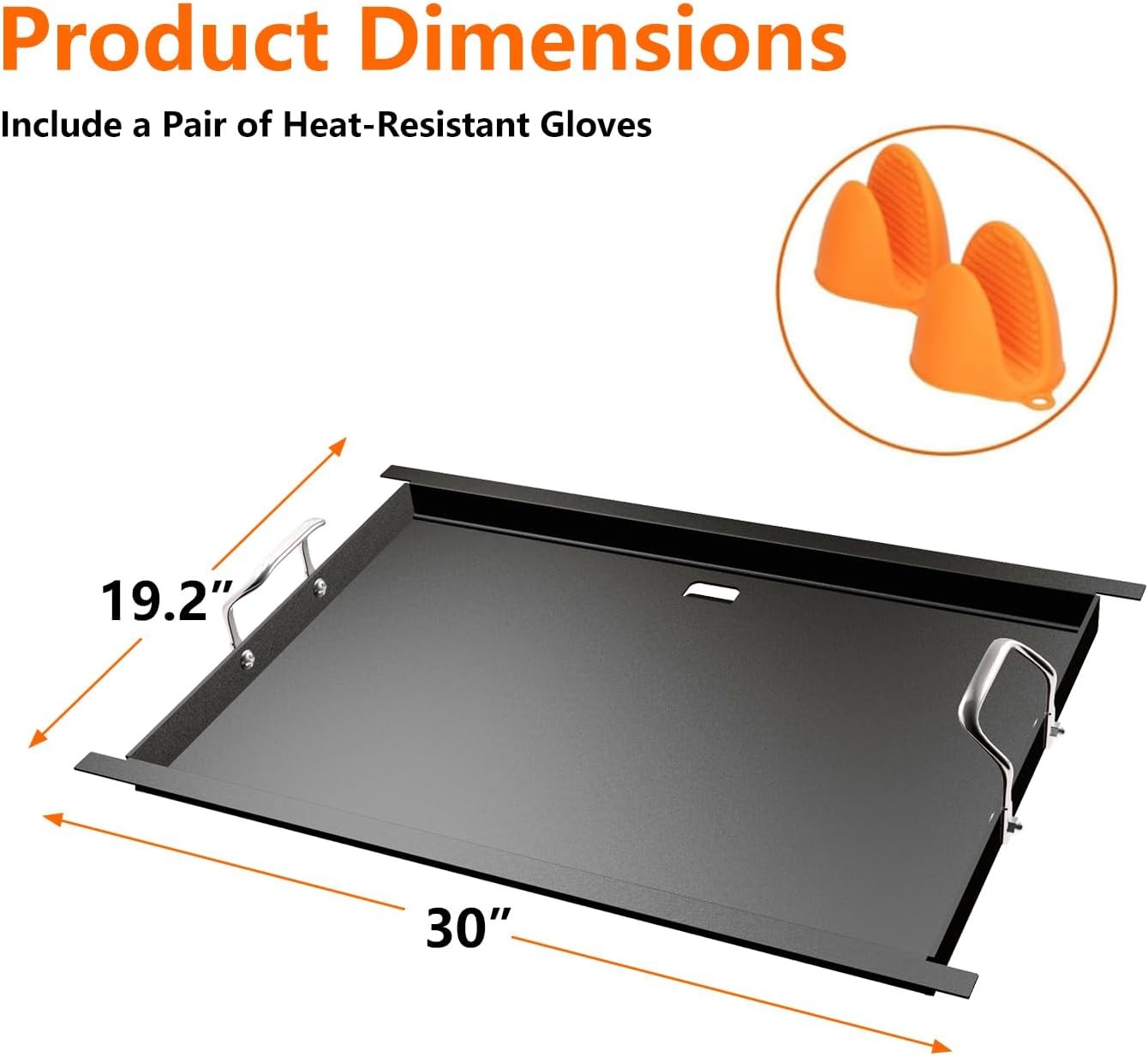 30″x19.2″ Pre-Seasoned Carbon Steel Griddle Insert for Bull 4 Burner Angus |