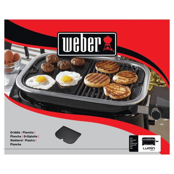 Weber Lumin Compact Griddle, Porcelain-Enameled Cast Iron, Non-Stick Surface,