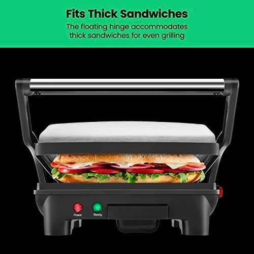 Chefman Panini Press Grill and Gourmet Sandwich Maker Non-Stick Coated Plates, O