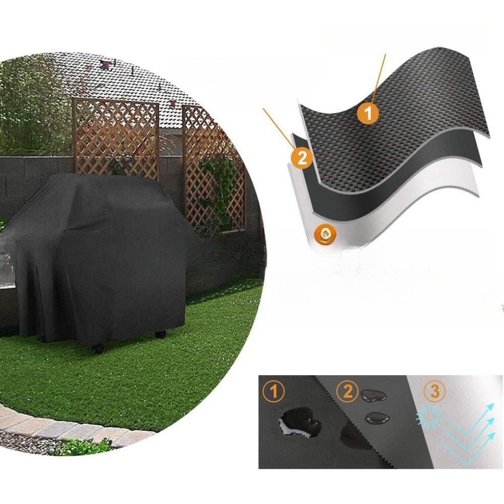 BBQ Grill Cover 210D Oxford Fabric Dust Wind Rain Protection 76 66 100cm Black