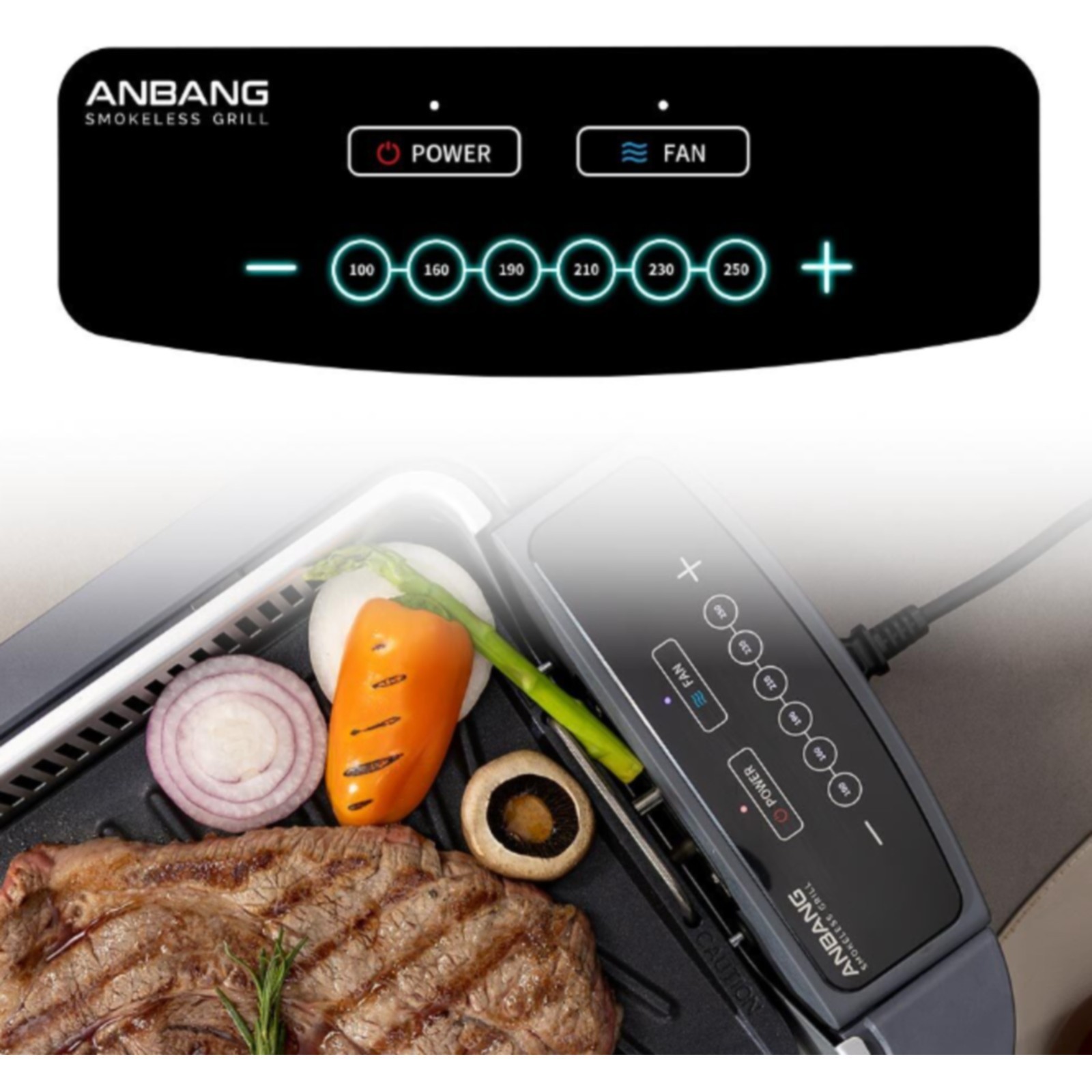ANBANG AB901MF Smokeless Electric Grill Indoor BBQ 1500W Dual Fan 220V
