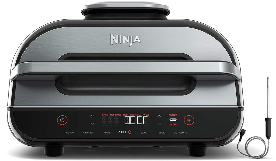 Ninja FG551 Indoor Grill and Air Fryer Foodi Smart XL 6-in-1 Grill Air Fry Blue