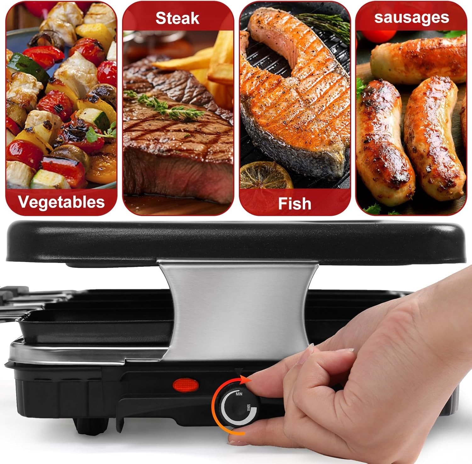 Electric Raclette Grill & Korean BBQ 8 Non-Stick Cheese Trays 1300W W/