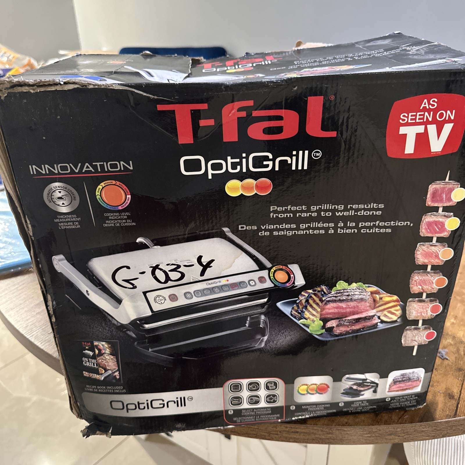 NEW T-Fal OptiGrill Indoor Electric Grill with Removable Dishwasher Safe Plates