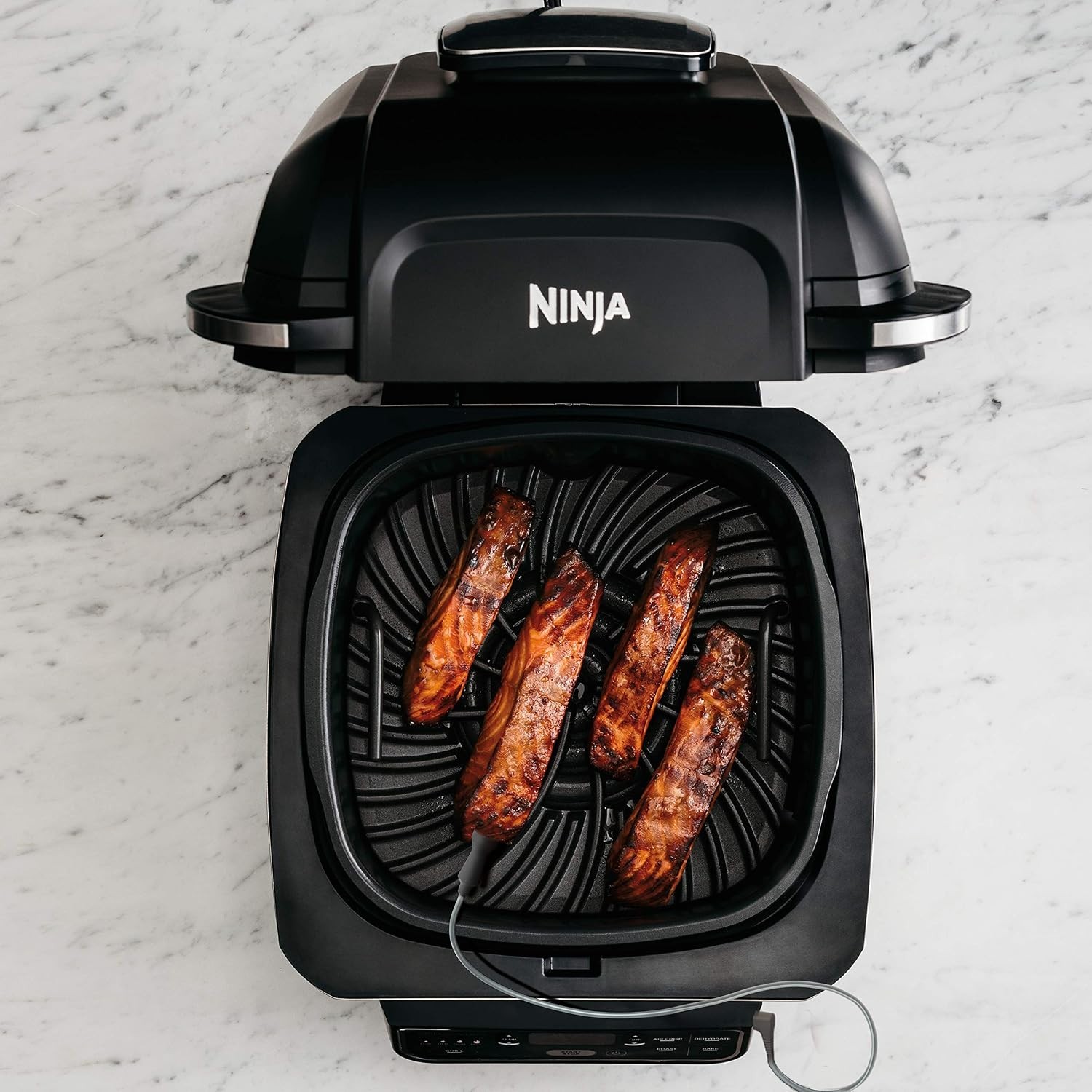 Foodi Pro 5-in-1 Indoor Integrated Smart Probe, 4-Quart Air Fryer, Roast, Bake,