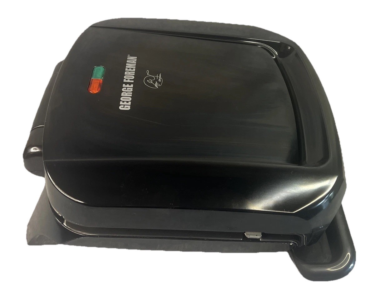George Foreman 4-Serving Removable Plate Grill Panini Press Black Tested Works