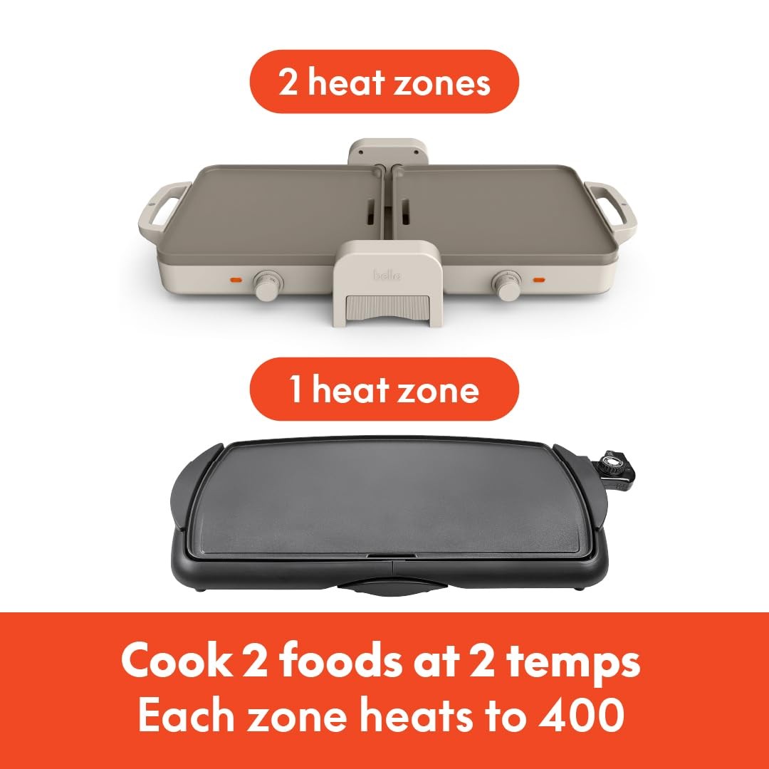 Bella Compact Dual Temp Griddle Nonstick Oven Indoor Cooking Appliance 10X20